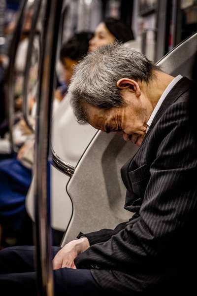 Sleeping on the Tokyo metro