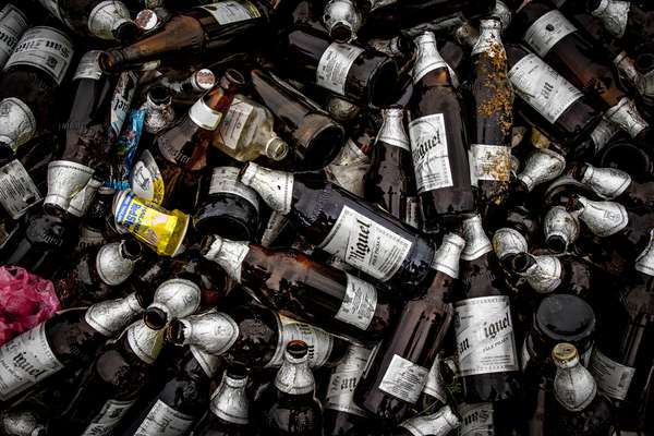 Discarded San Miguel bottles, Nepal