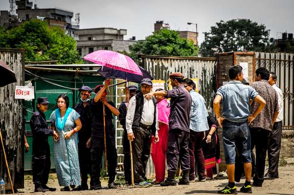 Voters wait in line at the Nepalese elections 2017